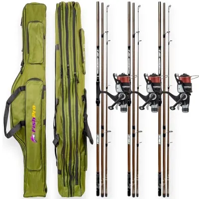 Шаранджийски комплект, 3 въдици, 3 макари и калъф Carp X3 Set