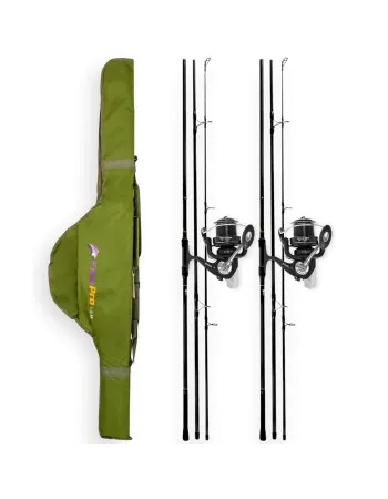 Шаранджийски комплект, 2 въдици, 2 макари и калъф FishPro Carp x2 Set