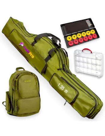 Риболовна екипировка, калъф, раница, кутия и класьор Green Combo