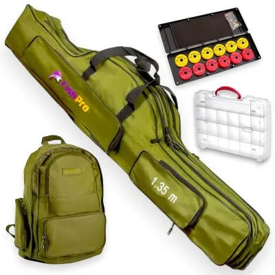 Риболовна екипировка, калъф, раница, кутия и класьор Green Combo