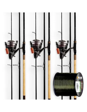 Шаранджийски комплект от 3 въдици, 3 макари и влакно Prologic Carp x3 Set 2