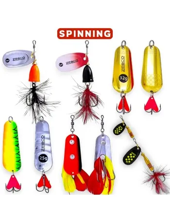 Сет от 6 бр. въртящи блесни и клатушки за щука Zebco Pike 1