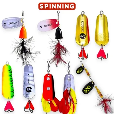 Сет от 6 бр. въртящи блесни и клатушки за щука Zebco Pike 1