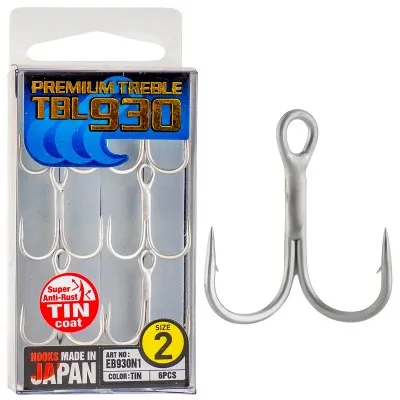 Тройни куки Hayabusa Premium Treble TBL 930, 6 бр., цвят TIN