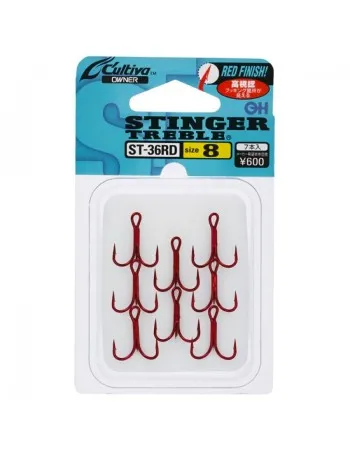 Тройни куки в пакет Owner ST-36 RED, 8 бр.