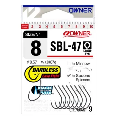 Куки за примамки Owner Single Hook Barbless, S-47BL