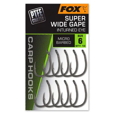 Куки за шаран Fox Carp Hooks - Super Wide Gape, PTFE, 10 бр.