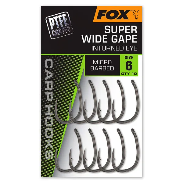 Куки за шаран Fox Carp Hooks - Super Wide Gape, PTFE, 10 бр. — снимка 1