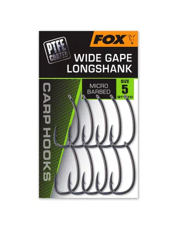Куки за шаран Fox Carp Hooks - Wide Gape LongShank, PTFE, 10 бр.
