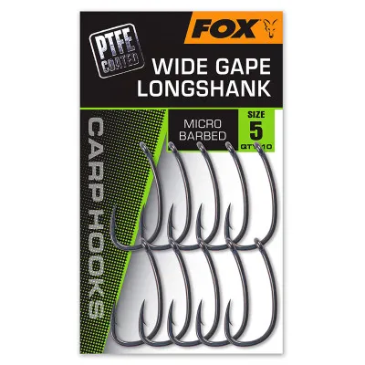 Куки за шаран Fox Carp Hooks - Wide Gape LongShank, PTFE, 10 бр.