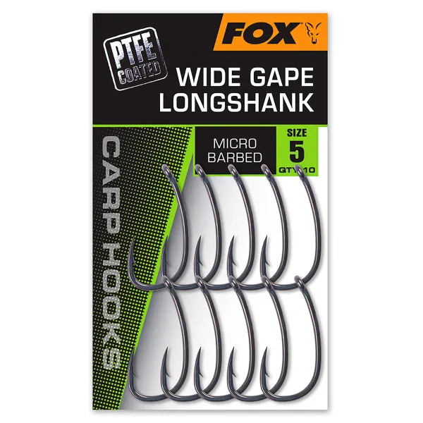 Куки за шаран Fox Carp Hooks - Wide Gape LongShank, PTFE, 10 бр. — снимка 1
