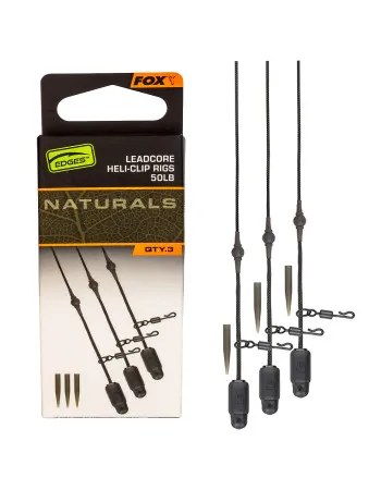 Готови шаранджийски монтажи Fox Edges Naturals Leadcore Heli-Clip Rigs, 50 lb, 3 бр.