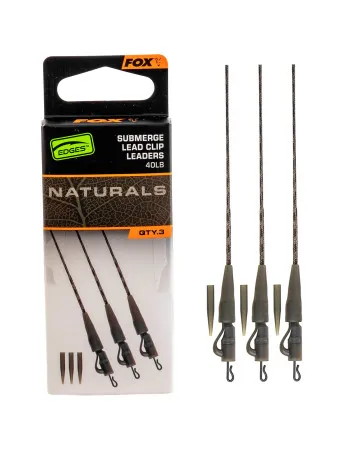 Монтажи за шаран Fox Edges Naturals Submerge Lead Clip Leaders, 3 бр.