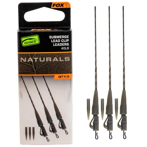 Монтажи за шаран Fox Edges Naturals Submerge Lead Clip Leaders, 3 бр.