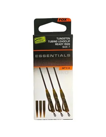 Утежнени монтажи за шаран Fox Tungsten Tubing LeadClip Ready Rigs, Essentials, size 7, 3 бр.