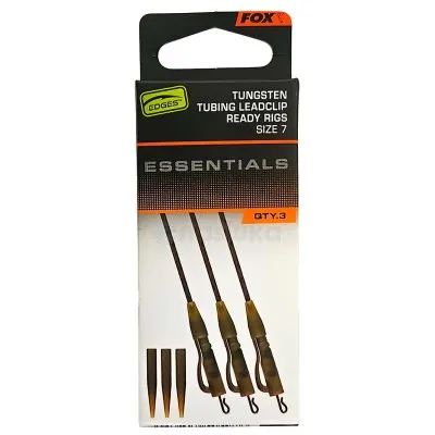 Утежнени монтажи за шаран Fox Tungsten Tubing LeadClip Ready Rigs, Essentials, size 7, 3 бр.