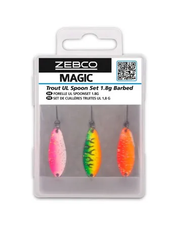 Комплект микроклатушки за пъстърва Zebco Magic Trout UL Spoon Set, Barbed, 2.2 г, 3 бр.