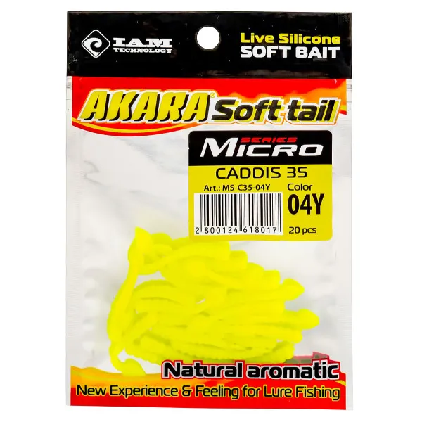 Силиконови примамки Akara Soft Tail Micro Caddis 35 мм, цвят 04Y, 20 бр. — снимка 2