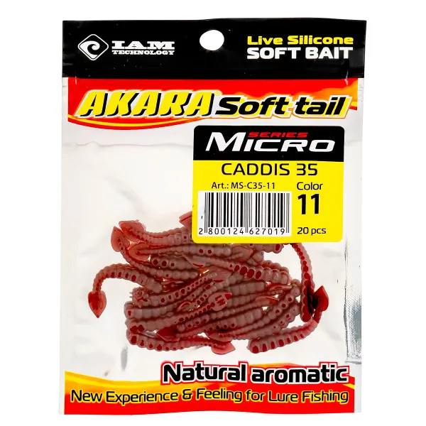 Силиконови примамки Akara Soft Tail Micro Caddis 35 мм, цвят 11, 20 бр. — снимка 2