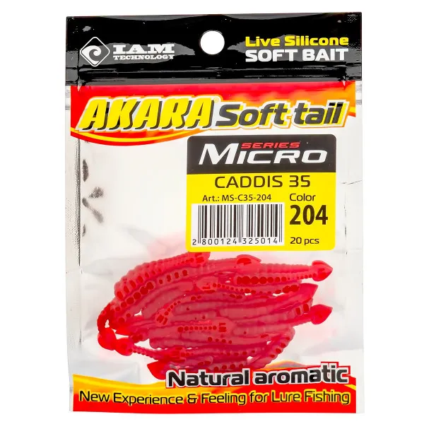 Силиконови примамки Akara Soft Tail Micro Caddis 35 мм, цвят 204, 20 бр. — снимка 2