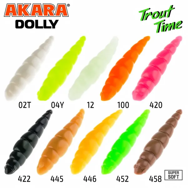 Силиконови примамки Akara Trout Time Dolly, 1.8", 45 мм, Cheese, цвят 100, 10 бр. — снимка 3