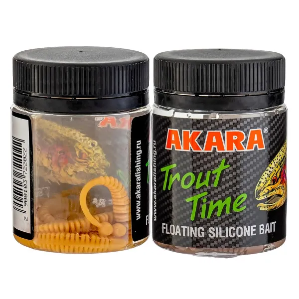 Силиконови примамки Akara Trout Time Knout, 2.5", 63 мм, Cheese, цвят 445, 10 бр. — снимка 2