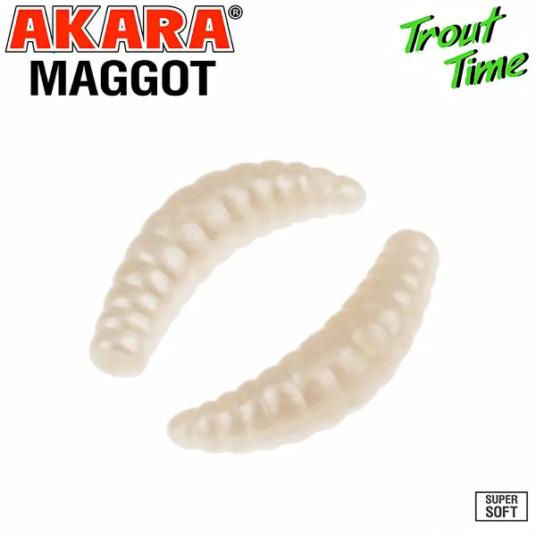 Силиконови примамки Akara Trout Time Maggot, 1.6", 40 мм, Cheese, цвят 011C, 10 бр. — снимка 1