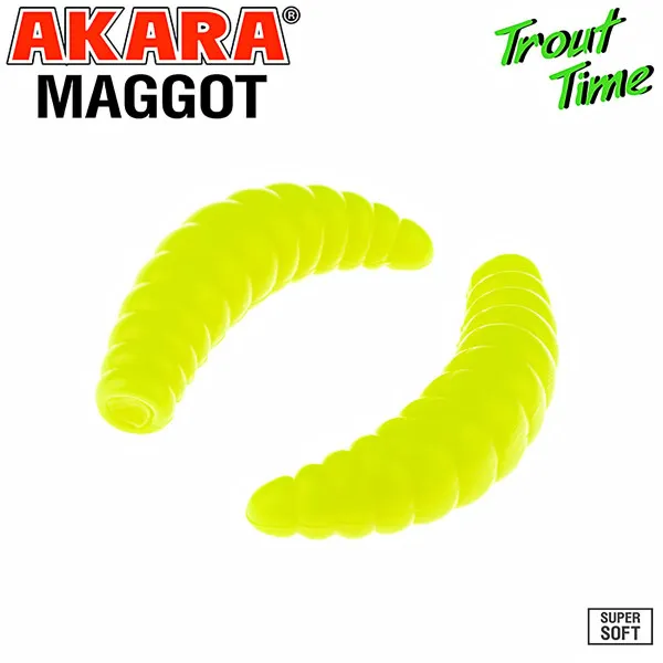 Силиконови примамки Akara Trout Time Maggot, 1.6", 40 мм, Cheese, цвят 04Y, 10 бр. — снимка 1