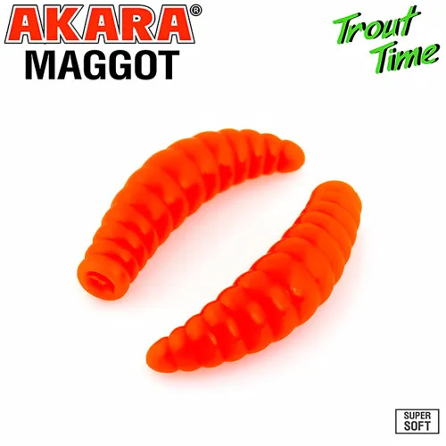 Силиконови примамки Akara Trout Time Maggot, 1.6", 40 мм, Cheese, цвят 100, 10 бр.