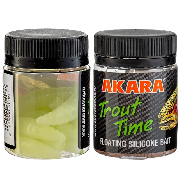 Силиконови примамки Akara Trout Time Maggot, 1.6", 40 мм, Cheese, цвят 12, 10 бр. — снимка 2
