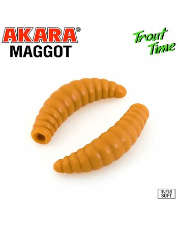 Силиконови примамки Akara Trout Time Maggot, 1.6", 40 мм, Cheese, цвят 445, 10 бр.