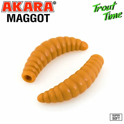 Силиконови примамки Akara Trout Time Maggot, 1.6", 40 мм, Cheese, цвят 445, 10 бр.