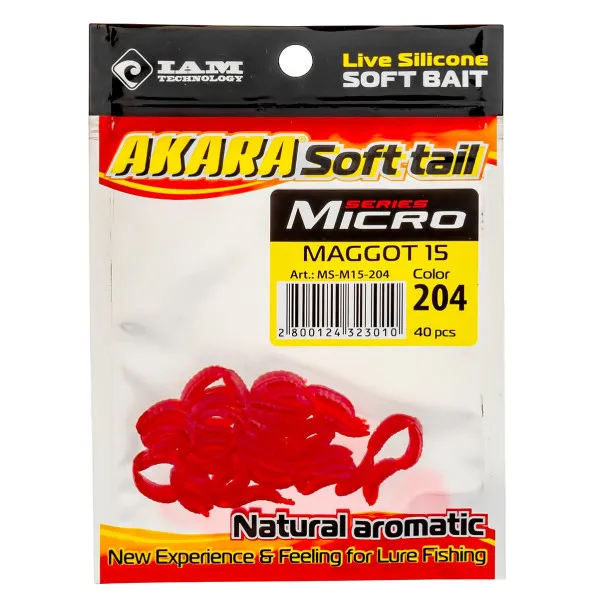 Силиконови примамки Akara Soft Tail Micro Maggot 15 мм, цвят 204, 40 бр. — снимка 2