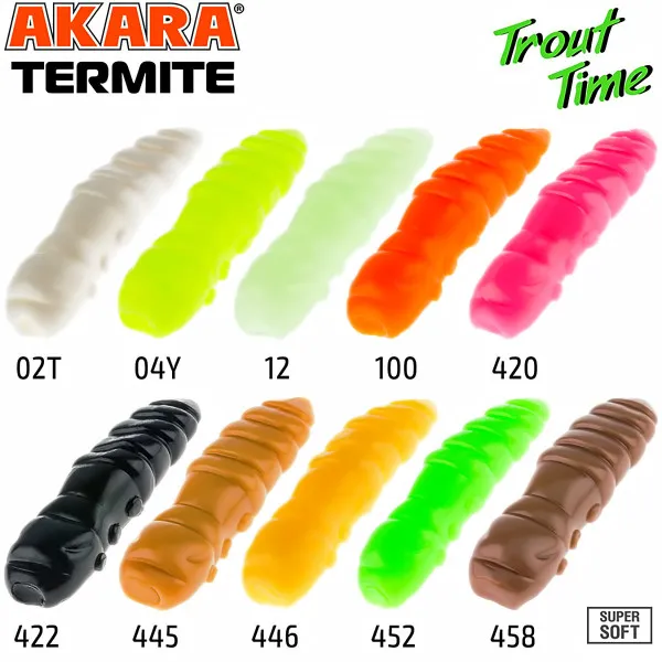Силиконови примамки Akara Trout Time Termite, 1.5", 40 мм, Cheese, цвят 422, 10 бр. — снимка 3