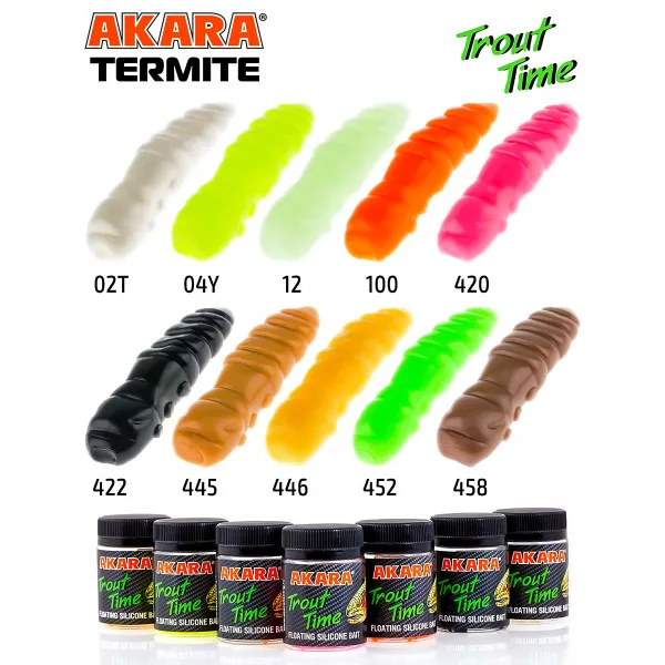 Силиконови примамки Akara Trout Time Termite, 1.5", 40 мм, Cheese, цвят 422, 10 бр. — снимка 4