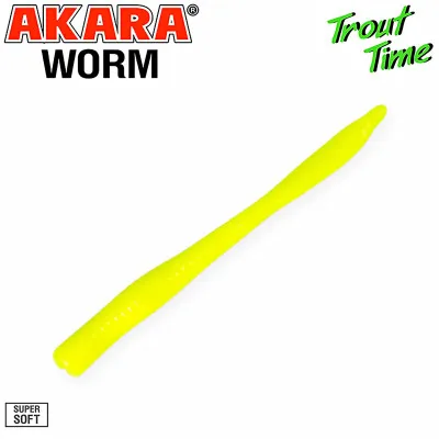 Силиконови примамки Akara Trout Time, Worm 3", 75 мм, Cheese, цвят 04Y, 10 бр.
