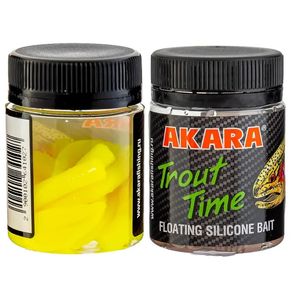 Силиконови примамки Akara Trout Time, Worm 3", 75 мм, Cheese, цвят 04Y, 10 бр. — снимка 2