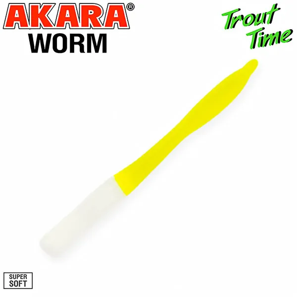 Силиконови примамки Akara Trout Time, Worm 3", 75 мм, Cheese, цвят 16R, 10 бр. — снимка 1