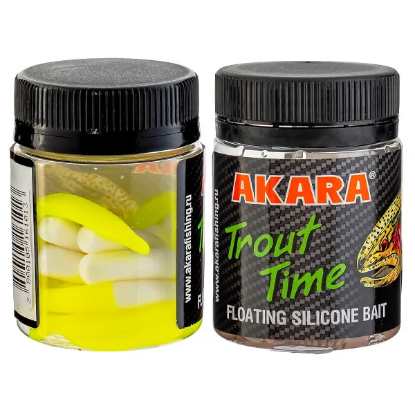 Силиконови примамки Akara Trout Time, Worm 3", 75 мм, Cheese, цвят 16R, 10 бр. — снимка 2