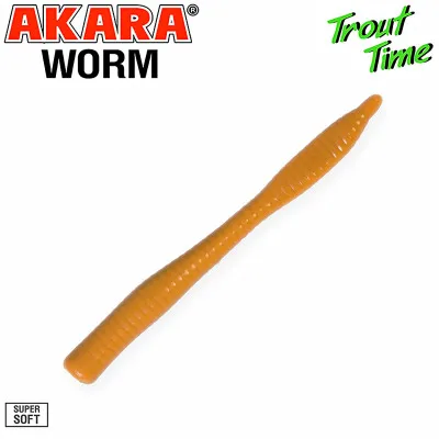 Силиконови примамки Akara Trout Time, Worm 3", 75 мм, Cheese, цвят 445, 10 бр.