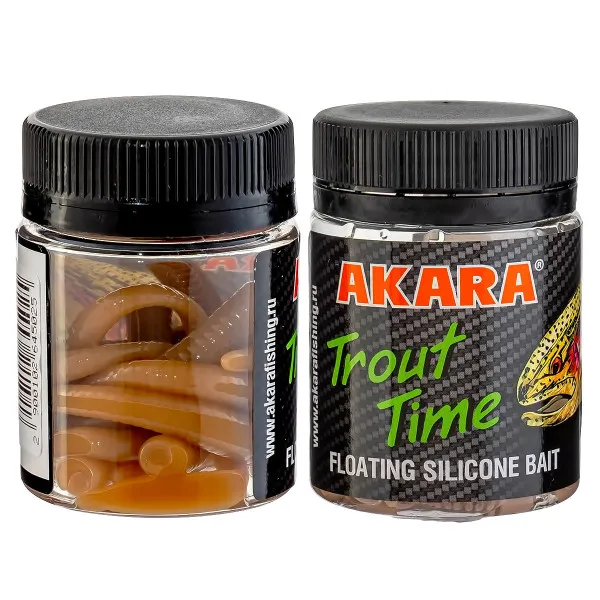 Силиконови примамки Akara Trout Time, Worm 3", 75 мм, Cheese, цвят 445, 10 бр. — снимка 2