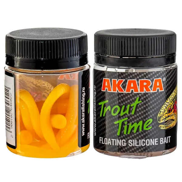Силиконови примамки Akara Trout Time, Worm 3", 75 мм, Cheese, цвят 446, 10 бр. — снимка 2