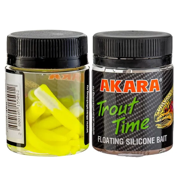 Силиконови примамки Akara Trout Time, Worm 3", 75 мм, Cheese, цвят 460, 10 бр. — снимка 2
