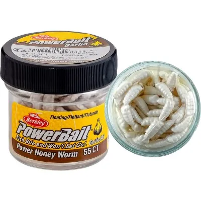 Силиконова плаваща камола Berkley Power Honey Worm, Garlic, White