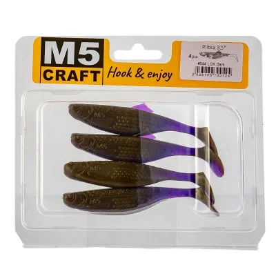 Силиконови шадове M5 Craft Plitka 3.5", 89 мм, 044 LOX Dark, 4 бр.