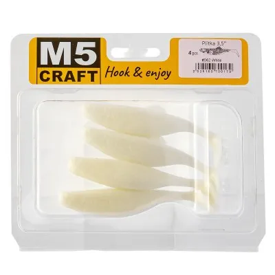 Силиконови шадове M5 Craft Plitka 3.5", 89 мм, 062 White, 4 бр.