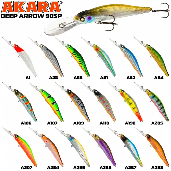 Воблер Akara Deep Arrow 90SP, 90 мм, 12 г, цвят A68 — снимка 2