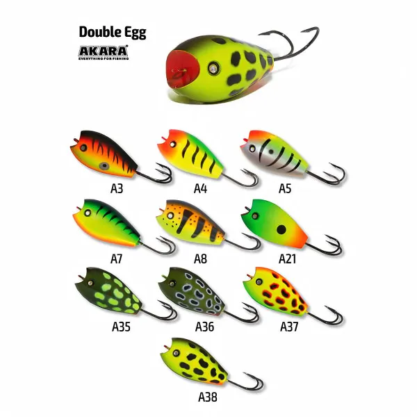 Воблер-попер Akara Double Egg 45F, 45 мм, 10 г, цвят A35 — снимка 2