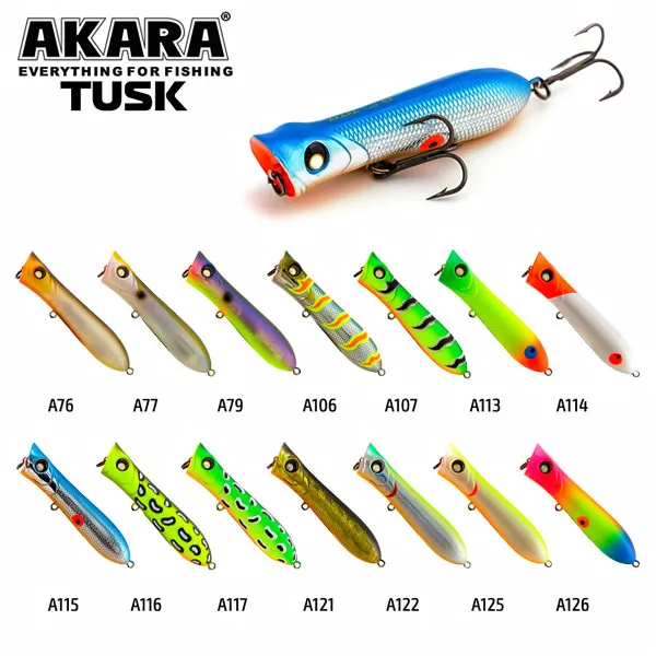 Воблер-попер Akara Tusk 80F 80 мм, 15 г, цвят A106 — снимка 2