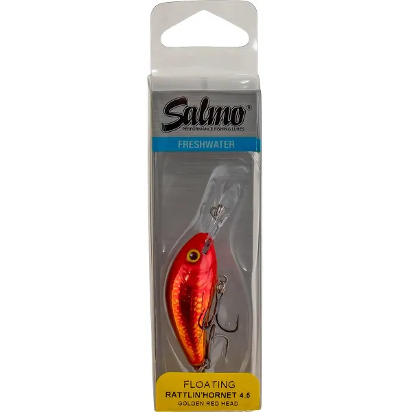 Плаващ воблер Salmo Rattlin' Hornet 45 мм, 6 г, цвят Golden Red Head — снимка 2